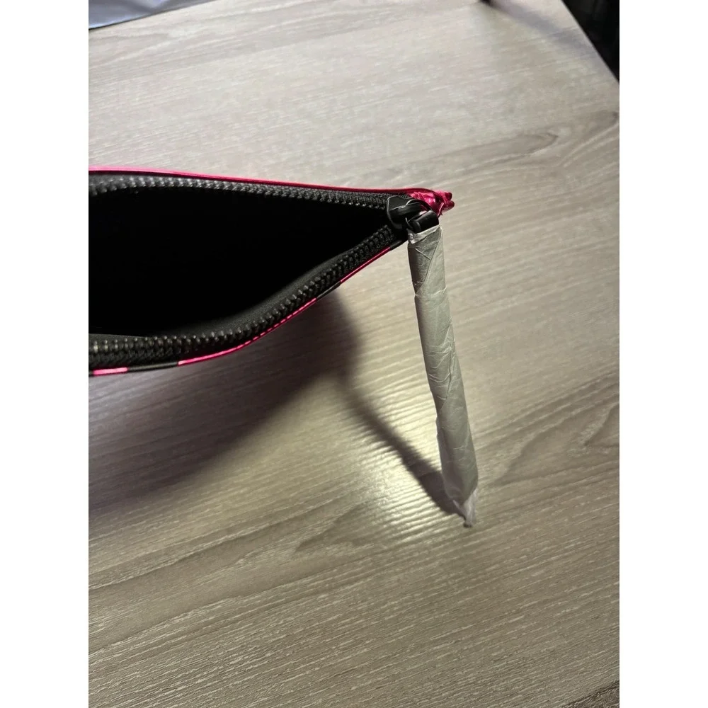 New NARS Metallic Fuchsia Pink Makeup Bag Black Ribbon Logo Print Cosmetic Pouch
